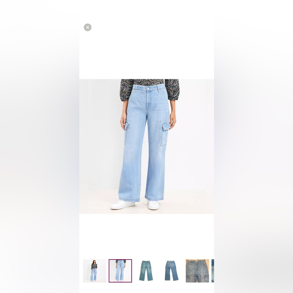 Loft High Rise Wide Leg Utility Jeans in Light Wash Lightweight Denim | 28/6